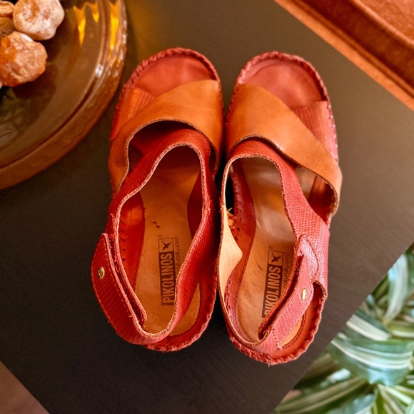 Pikolinos Red and Tan Wedge Sandals - Picture 4 of 5
